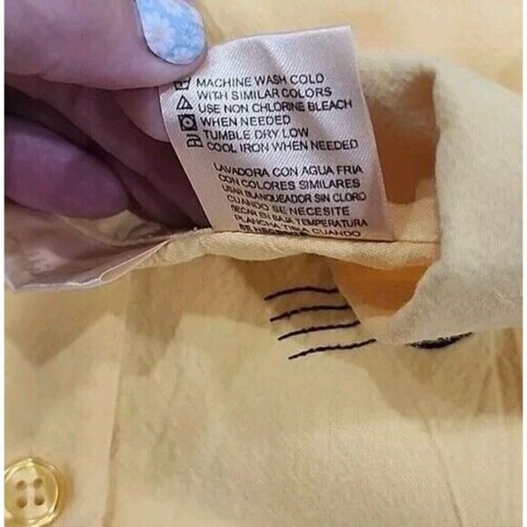 Bobbie Brooks Top Vacation Embroidery Yellow Cotton Short Sleeve Women's Large - Picture 6 of 6